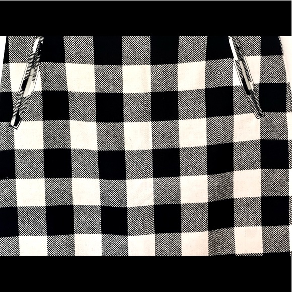 TALBOTS BUFFALO PLAID BLK/WHI CHECKERED WOOL BLEND MINI PENCIL SKIRT SIZE 2 NWOT - Picture 10 of 14